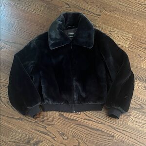 Carbon38 Black Faux Fur Bomber Jacket